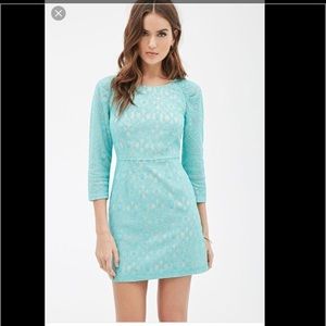 Forever 21 Lace Turquoise Dress